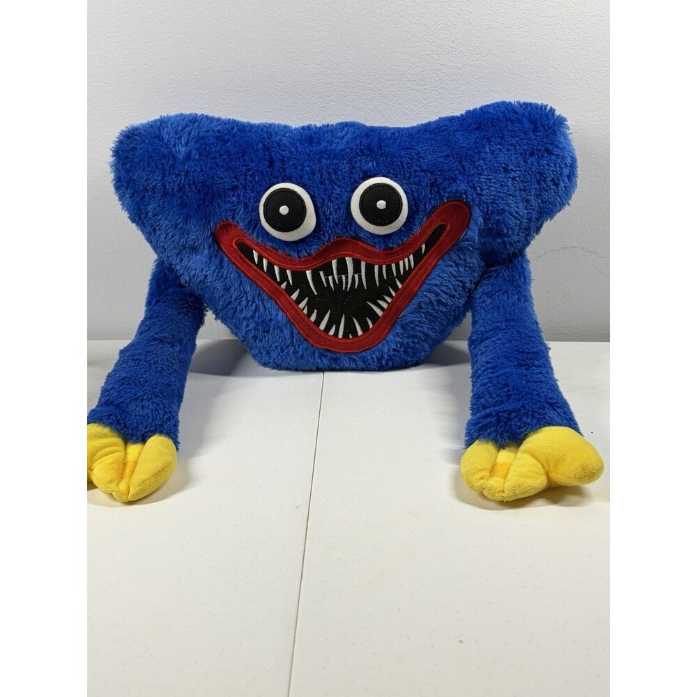 Poppy Playtime Huggy Wuggy Plush Pillow Head Blue Fuzzy Horror Game Decor